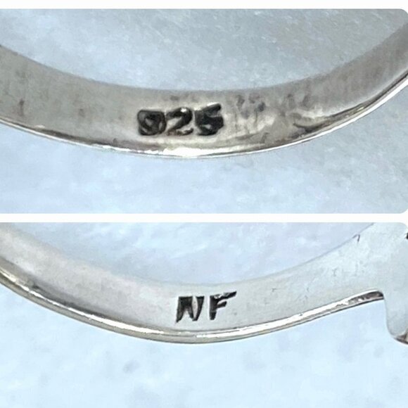 Sterling Silver 925 Scrollwork Oval Faux Turquoise Tapered Shank Ring Sz 7.5 - Picture 8 of 16